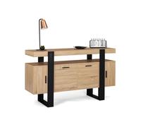 IDMarket - Buffet 140 cm Phoenix 4 Portes Bois et Noir