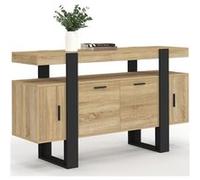IDMarket - Buffet 140 cm Phoenix 4 Portes Bois et Noir