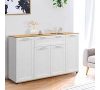 IDMarket - Buffet 140 cm VITO 4 Portes et 1 tiroir Blanc et Bois