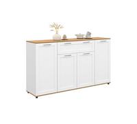 IDMarket - Buffet 140 cm VITO 4 Portes et 1 tiroir Blanc et Bois