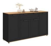 IDMarket – Buffet VITO 140 cm, 4 portes et 1 tiroir, noir et bois