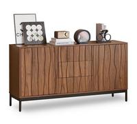 Buffet 150 cm en chêne foncé, armoire de cuisine, encastrement d'un seul tenant, pour la cuisine, le salon, l'entrée, le couloir