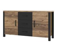 Buffet 150cm collection DARWIN. Couleur épicéa et noir. 2 portes et 3 tiroirs 43 Marron