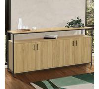 IDMarket Buffet Detroit 160 cm 4 portes bois et noir design industriel