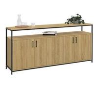 IDMarket Buffet Detroit 160 cm 4 portes bois et noir design industriel