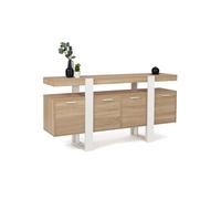 IDMarket Buffet Phoenix XXL 160 cm 4 portes bois et blanc