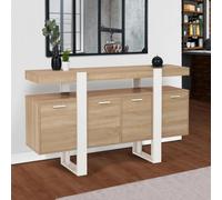 IDMARKET Buffet 160 cm PHOENIX XXL 4 portes bois et blanc
