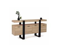 IDMarket Buffet Phoenix XXL 160 cm 4 portes Bois et Noir