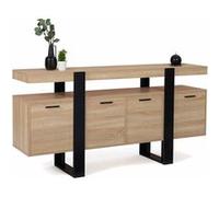IDMarket - Buffet 160 cm Phoenix XXL 4 Portes Bois et Noir