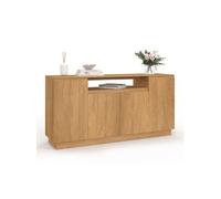 IDMARKET Buffet 160 cm SERENA 4 portes avec niche centrale effet bois