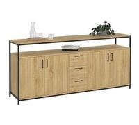 IDMarket Buffet Detroit XXL 180 cm – 4 portes et tiroirs – design industriel