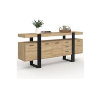 IDMarket - Buffet Phoenix XXL 180 cm 4 portes 3 tiroirs Bois et Noir