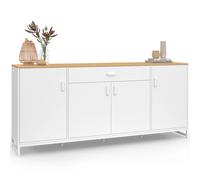 IDMarket - Buffet 180 cm Washington XXL 4 Portes et 1 tiroir Bois et Blanc