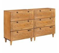 Buffet 2 pcs bois de manguier massif de rangement traditionnel Élégant vidaXL vi