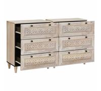 Buffet 2 pièces 120 x 33,5 x 75 cm Bois massif de manguier blanc | Bois massif de mangue, grain i, finition laquée lisse, tiroirs avec poignée, portes et compartiments larges, poignées