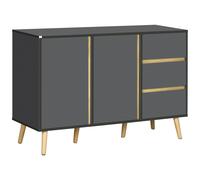 Buffet 2 portes 2 étagères 3 tiroirs scandinave gris aspect bois clair