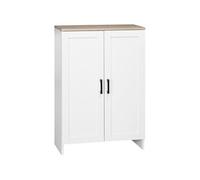 Buffet 2 portes 2 étagères bahut dim. 60 x 30 x 90 cm blanc effet bois clair