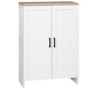 Buffet 2 portes 2 étagères bahut dim. 60 x 30 x 90 cm blanc effet bois clair Blanc