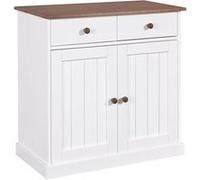 AltoBuy SOCOA - Buffet 2 Portes 2 Tiroirs Bois Massif Vernis Sepia et Blanc