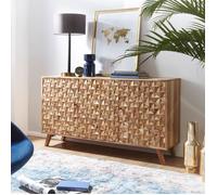 Buffet 2 portes 3 tiroirs 140x40x78,5 cm en acacia naturel Marron