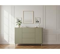 Buffet 2 portes 3 tiroirs 150 cm ANYRA pieds en bois massif vert BOBOCHIC Vert