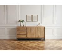 Buffet 2 portes 3 tiroirs 150 cm BERGERAC bois massif de manguier BOBOCHIC Marron clair