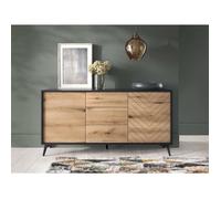 Buffet 2 portes 3 tiroirs 154 cm DIOMO Chêne et noir style industriel