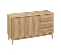 Paris Prix - Buffet bas "Abana" - Design - 120 cm - Naturel - 2 portes, 3 tiroirs