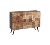 AltoBuy FULBERT - Buffet 2 Portes 3 Tiroirs Acier et Bois Massif