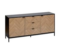 5five – Buffet Chevrons effet chêne et noir, 2 portes, 3 tiroirs, 160 x 75 cm