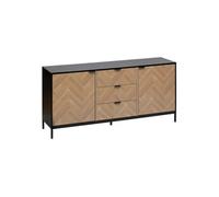 5five – Buffet Chevrons effet chêne et noir, 2 portes, 3 tiroirs, 160 x 75 cm