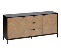 5five – Buffet Chevrons effet chêne et noir, 2 portes, 3 tiroirs, 160 x 75 cm