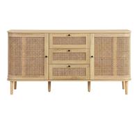 Buffet 2 portes 3 tiroirs couleur chêne et cannage 150 cm - Bali