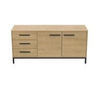 Buffet 2 portes 3 tiroirs décor chêne - L153 cm