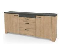 Buffet 2 portes 3 tiroirs DEMEYERE Austin Chêne Hamilton/Sidewalk Chêne Hamilton/Sidewalk avec panneau supérieur gris foncé G