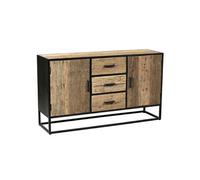 Buffet 2 portes 3 tiroirs en teck recy t métal laqué noir - TANETOA -