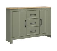Buffet 2 portes 3 tiroirs Galano Limestone - L 119 x l 39.5 x H 76.6cm, Pour salon - Couleur Vert Foncé