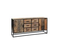 Buffet 2 Portes 6 Tiroirs en Teck Recy t Métal - TANETOA -