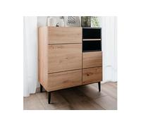 CALICOSY - Buffet Haut 2 Portes 2 Niches L80 cm - Nola - Bois clair