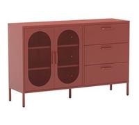 Buffet 2 Portes Ajourées 3 Tiroirs en Métal Terracotta - OLIVIA - ALTOBUY Rouge