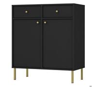 Buffet 2 portes avec 2 tiroirs - OKTIO - 84 cm - graphite noir