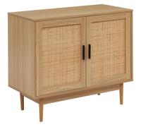 Buffet 2 portes avec cannage naturel - Décor imitation bois - L 90 x P 39,5 x H 75cm - AMANA