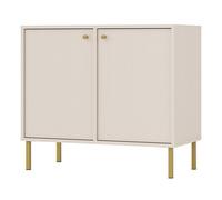 Buffet 2 portes avec pieds dorées- OKTIO - 84 cm - beige