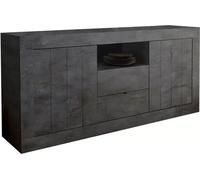 Buffet 2 portes battantes et 2 tiroirs en bois, couleur gris foncé, collection URBAN