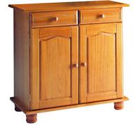 Buffet 2 portes en pin massif coloris miel - Longueur 88 x Profondeur 42 x Hauteur 86 cm
