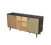 Buffet 2 Portes Et 1 Tiroir 150x39,5x76 Cm Naturel Et Noir - Sonora Multicolore