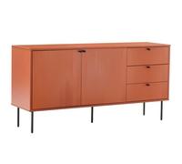 Buffet 2 portes et 3 tiroirs décor mélaminé 150 cm orange - Oviala