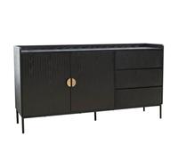 Buffet 2 portes et 3 tiroirs en acier et MDF décor mélaminé noir - Oviala