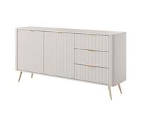 PASCAL MORABITO Vente-Unique - Buffet 2 Portes et 3 tiroirs en MDF - Beige et doré - ELONARIA II