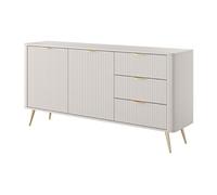 Buffet 2 portes et 3 tiroirs en MDF - Beige et doré - ELONARIA II